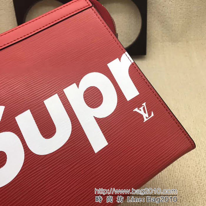 路易威登LV頂級原單M41366紅 獨家實拍 水波紋手包Supreme系列 ZY1115
